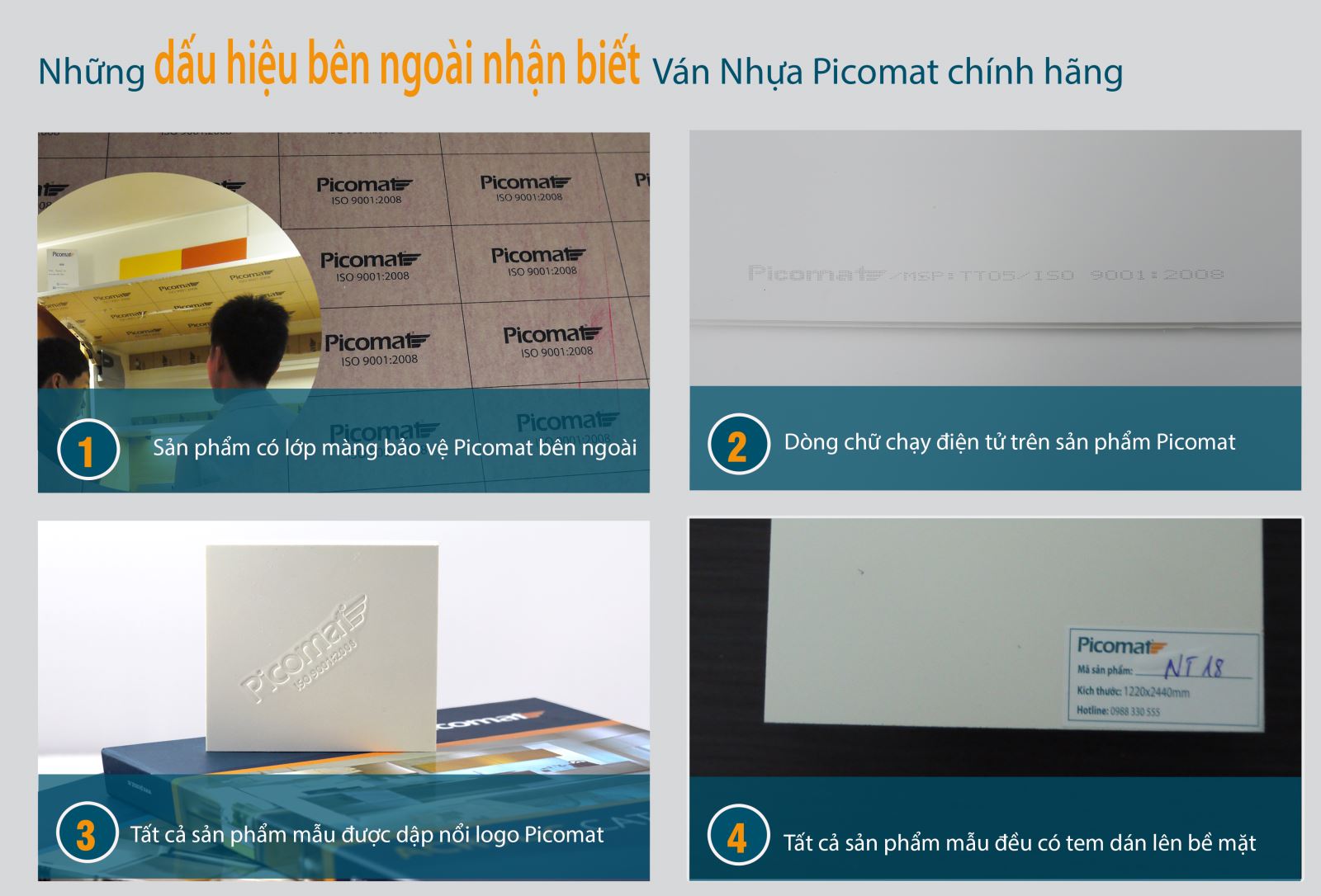 dấu hiệu nhận biết ván nhựa picomat chính hãng 